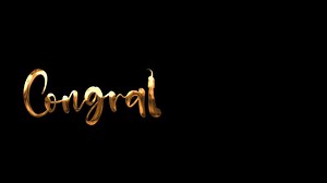 Download Congratulations Lettering Gold Text Animated on black background. Ideal for celebratory designs, party invitations, graduation announcements, and event decorations with elegance. for free