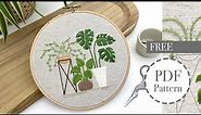 Embroidered plants - Modern Plants Hand Embroidery Tutorial - Free Pathern