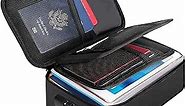 ENGPOW Small Fireproof Storage Organizer Case with Lock(9.4”x 5.9”x 3.2”), 3-Layer Money Safe Coin Organizer Wallet Bag for Cash,Card,Passport,Check,Bill,Travel Home Organizer Carrying Case,Black