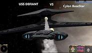 USS Defiant VS Cylon Base Star | Star Trek VS Battlestar Galactica | Star Trek Bridge Commander Batt