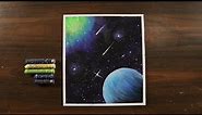 Easy Galaxy Drawing with Oil Pastels for Beginners / Step by Step Drawing