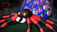 8 FT Halloween Inflatable Spider Outdoor Decorations for Yard, Giant Blow Up Spider with LED Rotating Skull Head Lights & Red Glowing Eyes,Halloween Blow up Yard Decorations, Lawn Garden Outdoor Decor