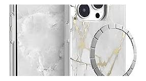 MAGEASY Deluxe iPhone 14 Pro Case Marble 6.1" - Compatible with MagSafe, Protective iPhone 14 Pro Case for Women, Shockproof TPU & Durable Hard Cover, Never-Fade Printing - Marble M (Champagne White)