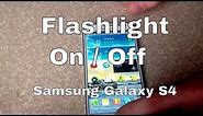 How to turn on the LED light or flashlight on a samsung galaxy s4