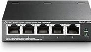 TP-Link TL-SG1005P, 5 Port Gigabit PoE Switch, 4 PoE+ Ports @65W, Desktop, Plug & Play, Sturdy Metal w/ Shielded Ports, Fanless, QoS & IGMP Snooping,black