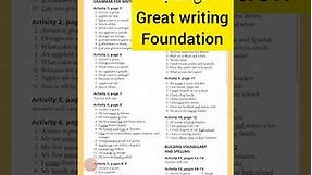 Great writing foundation answer key