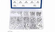NINDEJIN E-Clip Retaining Rings Assortment Set, 304 Stainless Steel External Snap Ring Clip Kit, 1.2-15mm(13Sizes)E Circlip Retainer Rings for Projects–Car Engines, Locking Mechanisms and Other Shafts