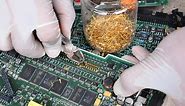 Gold Recycle from scrap components electronics. connectors Electronic circuit Boards computer parts.