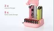 MLIFEMFUL Switch Game Holder for Nintendo Switch with Game Card Storage Stand (Pink), Switch Joycon Holder, Adjustable Stand Desk for All Mobile Phone iPhone iPad, Video Game Gifts, Gamer Accessories