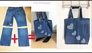 10 Min DIY Tote bag made with unused Jeans