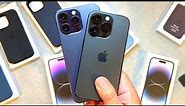 iPhone 14 vs 14 Pro Unboxing (Purple + Cases & Accessories!)