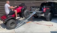 84" Haul Master Harbor Freight Ramps. ATV loaded in lifted F-150 5.5 bed in 25 seconds.