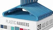 Clothes Hangers Plastic 20 Pack - Blue Plastic Hangers - Makes The Perfect Coat Hanger and General Space Saving Clothes Hangers for Closet - Percheros Ganchos para Colgar Ropa Hangars