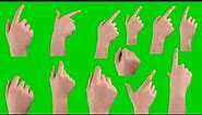 17 Manage Touchscreen Gestures Pack Made By Men Hands Finger Green Screen Background | Swipe Finger