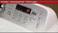 Diagnostic Error Codes - Samsung Dryer - DV422EWHDWR