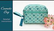 Cosmetic Bag Detailed Instructions: FREE PATTERN, makeup pouch, zipper, pocket, gift idea, DIY, sew