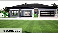 3 Bedroom plan | Hip roof House Design | 16.9mx16.7m