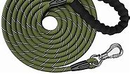 NTR Heavy Duty Dog Leash, 15FT Training Lead with Swivel Lockable Hook, Padded Handle and Highly Reflective Threads for Walking, Hunting, Camping, Backyard for Small Medium Large Dog
