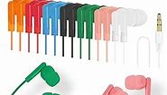 28 Packs Kids Earbuds Headphones Bulk for School Classrooms Student Earphones Class Set Ear Buds Wired Disposable Durable Multiple Colors Individually Wrapped in 7 Colors