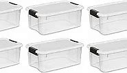 Sterilite 18 Qt Ultra Latch Box, Stackable Storage Bin with Lid, Plastic Container with Heavy Duty Latches to Organize, Clear and White Lid, 6-Pack