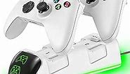 Controller Charger Station for Xbox Series/One-X/S/Elite with 2 x 4800 mWh Rechargeable Battery Packs, Charging Dock for Xbox Controller Battery with 4 Battery Covers for Xbox Series/One, White