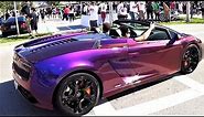 Purple Lamborghini Gallardo changing colors Supercar Chameleon Paint Cars and Coffee Palm Beach
