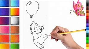 winnie the pooh with balloon drawing | How to draw winnie the pooh with balloon |kidsart8035