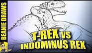 T-REX vs INDOMINUS REX - How to draw an EPIC Jurassic World Dinosaur Battle