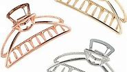 VinBee Metal Hair Clips for Women Hair Claw Clips Medium for Thick Hair 3 Pack (Silver + Gold + Rose Gold)