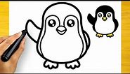 HOW TO DRAW A CUTE KAWAII PENGUIN STEP BY STEP