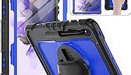 HXCASEAC for Galaxy Tab S7 FE / S8 Plus / S7 Plus 5G Case 12.4 inch with Screen Protector/Pen Holder / 360 Rotating Strap Stand, Heavy Duty Samsung Galaxy S7 FE / S8 Plus Tablet Case - Blue/Black