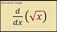 How to find the derivative of square root of x (steps)