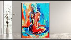 Abstract Painting Easy for Beginners /Abstract Figurative Painting in Acrylics/ MariArtHome