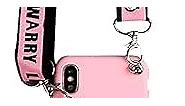 SGVAHY Wallet Case for iPhone 14 Pro Case Cute iPhone Case with Strap Lanyard Coin Purse Funny Phone Case Kawaii Soft Silicone Shockproof Cover iPhone 14 Pro Case for Women Girls (Pig Pink)
