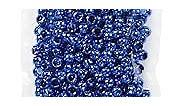 Essentials by Leisure Arts Pony Bead 6mm x 9mm Metallic Blue Opaque Plastic Pony Beads Bulk 500 Pieces for Arts, Crafts, Bracelet, Necklace, Jewelry Making, Earring, Hair Braiding