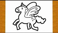 HOW TO DRAW A CUTE FLYING UNICORN | Easy drawings