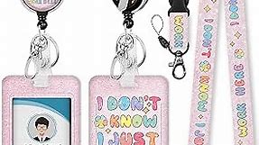 Lanyards for Id Badges, Cute Badge Holder with Retractable Reel Clip, Funny Work Name Tag Breakaway Keychain Lanyard Vertical ID Card Protector Case for Women Nurse Doctor Teacher Student