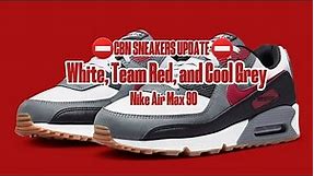 Nike Air Max 90 " WHITE / TEAM RED - COOL GREY - BLACk" - Detailed look + Price