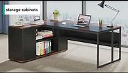 Tribesigns L-Shaped Desk, 71 inch Executive Desk with Shelves & Cabinet-YS0014