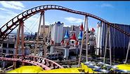 Big Apple Coaster front seat on-ride HD POV New York, New York Hotel & Casino