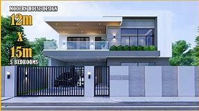 House Design | Modern House 2 Storey | 12m x 15m with 5 Bedrooms