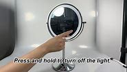 Mokoze Lighted Makeup Mirror, Rechargeable Stand Up Mirror, 8" Double Sided 1X/10X Magnification with 3 Color Lights 360 ° Rotating Touch Control for Bathroom, Bedroom, Desk Mirror