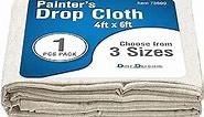 Pack of 1: All Purpose Canvas Drop Cloth Cotton Tarp 4x6 Large Canvas Tarp for Art Supplies, Drop Cloth for Painting Supplies/Paint Canvas Fabric or Couch Cover and Furniture Cover from Paint
