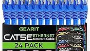 GearIT 24-Pack, Cat5e Ethernet Patch Cable 2 Feet - Snagless RJ45 Computer LAN Network Cord, Blue - Compatible with 24 48 Port Switch POE Rackmount 24port Gigabit