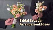 Bridal bouquet arrangement ideas / peach rose / diy