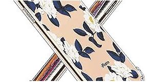 GVIEWIN Compatible for iPhone Xs/X Case, Clear Flower Pattern Design Soft & Flexible TPU Ultra-Thin Shockproof Transparent Girls Women Floral Cover, Cases iPhone X/iPhone 10(White Flowers/Dark Blue)