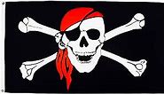 AZ FLAG Pirate Red Bandana Flag 2' x 3' - Jolly Roger Flags 60 x 90 cm - Banner 2x3 ft