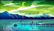 fishing times landscape illustration in adobe illustrator