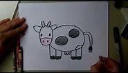 How to Draw a Cow - Cartoon Drawing Tutorial - beginner, easy.