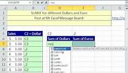 Excel Magic Trick 553: SUMIF for Dollars and Euros